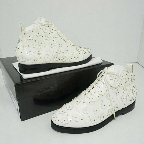 Isa Tapia Winston Floral Combat Ankle Boot Lace up - Picture 3 of 12